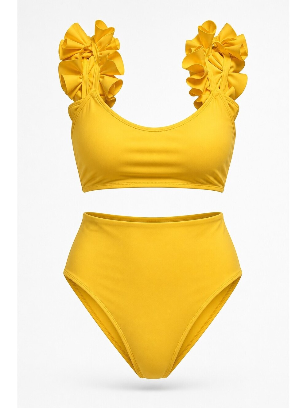 Antonio Melani Yellow Rosette Ruffle-Strap Bikini Set Swimsuit Size S